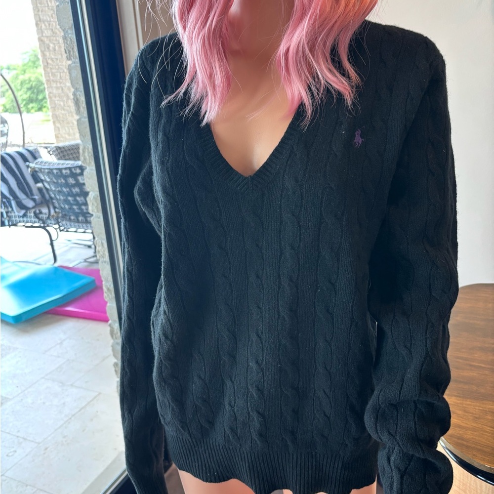 Polo by Ralph Lauren Black V-Neck cashmere Sweater